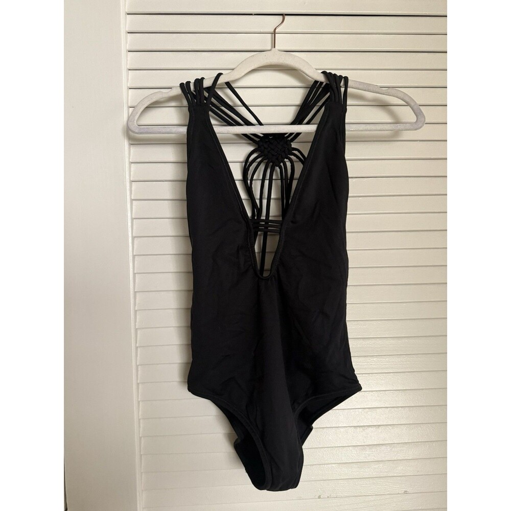 Black Strappy One-Piece Swimsuit